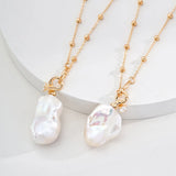 Baroque Pearl Pendant Chain Necklace - Gembea Jewelry
