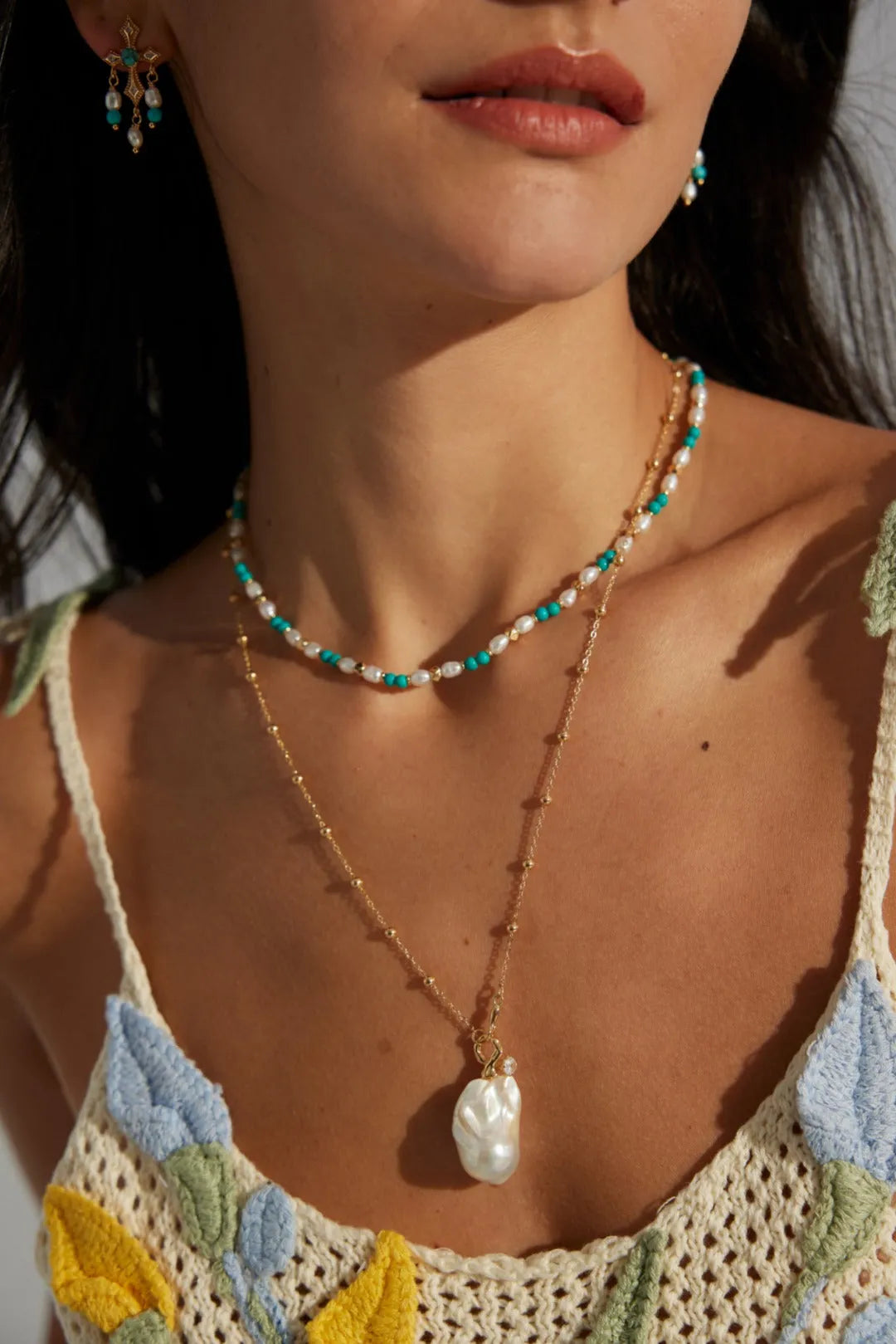 Baroque Pearl Pendant Chain Necklace - Gembea Jewelry