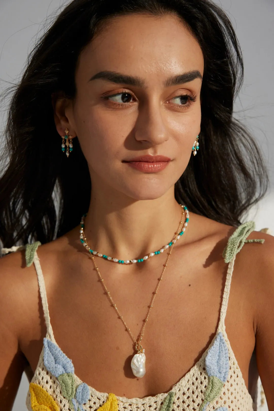 Baroque Pearl Pendant Chain Necklace - Gembea Jewelry