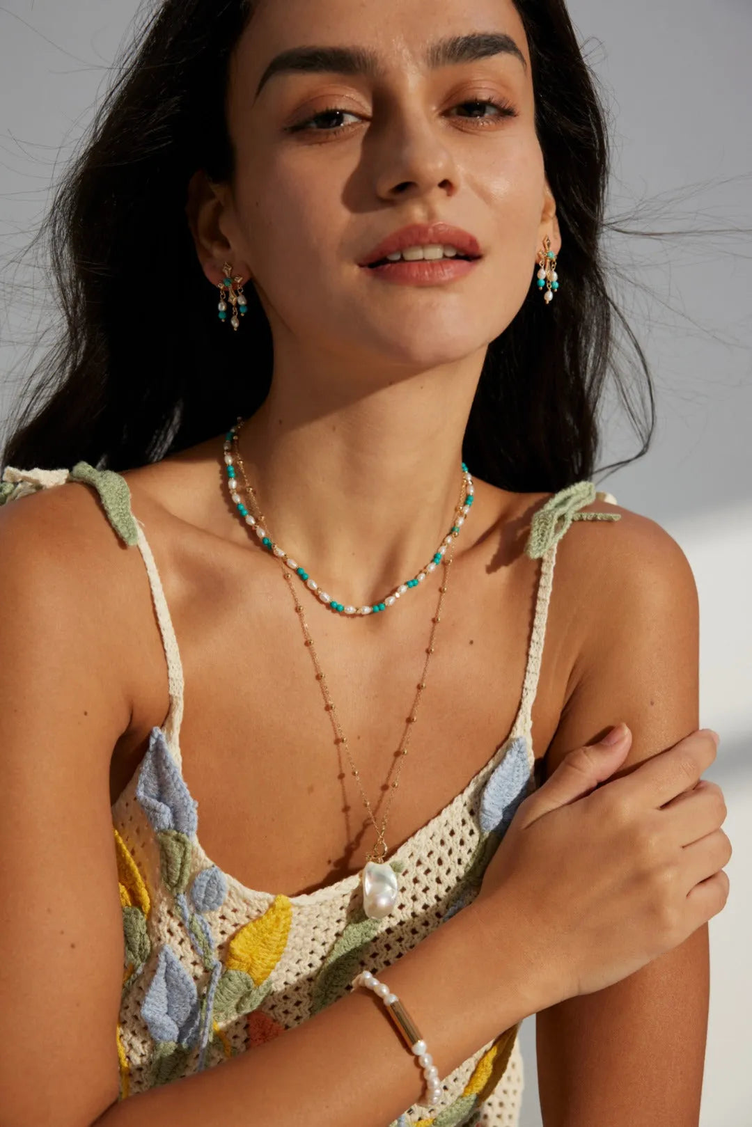 Baroque Pearl Pendant Chain Necklace - Gembea Jewelry