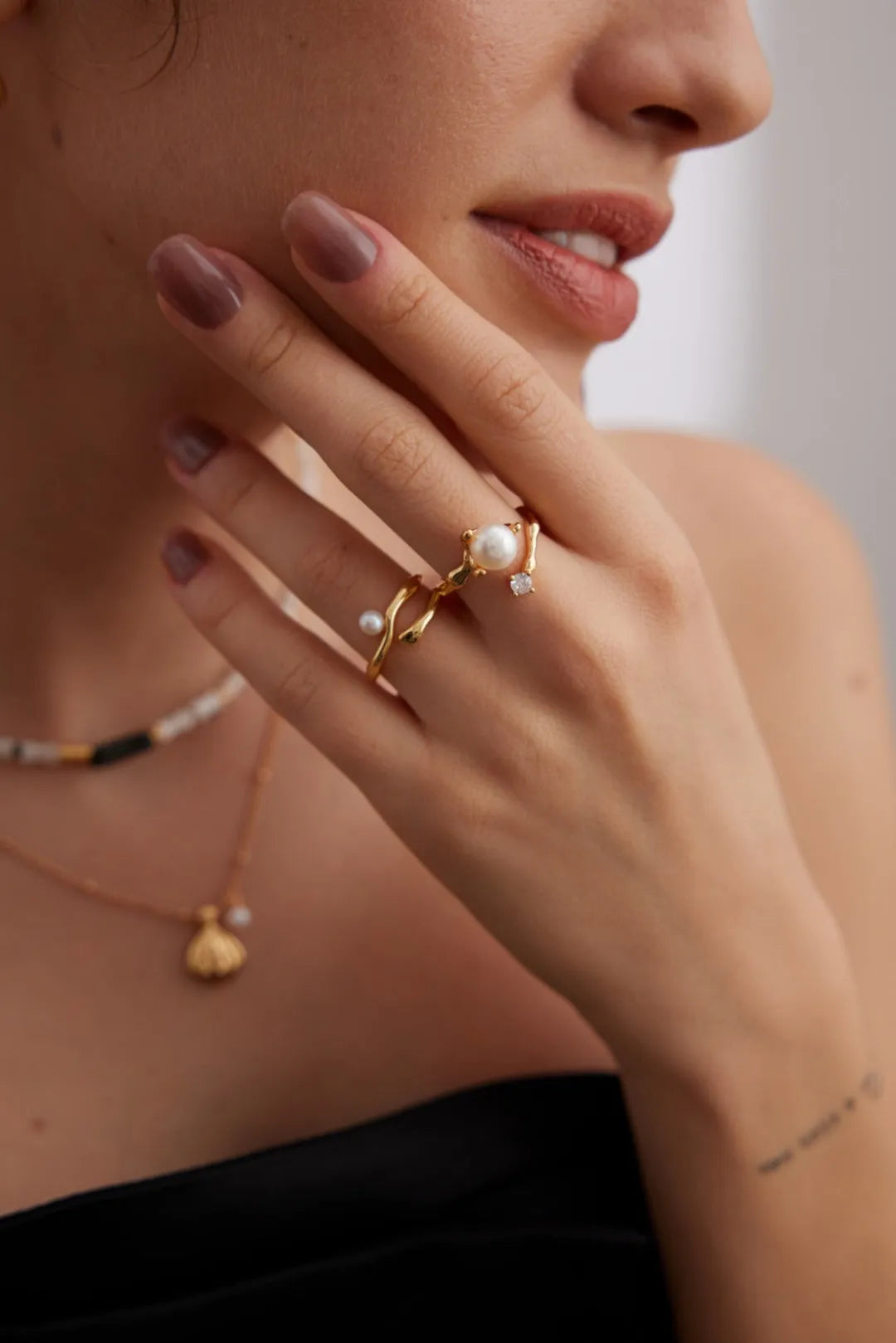 Freshwater Pearl Zircon Ring - Gembea Jewelry