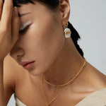 Metal Lava Baroque Pearl Drop Earrings - Gembea Jewelry