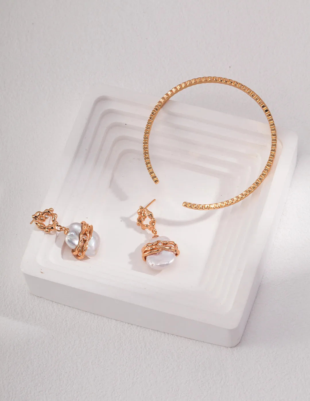 Metal Lava Baroque Pearl Drop Earrings - Gembea Jewelry