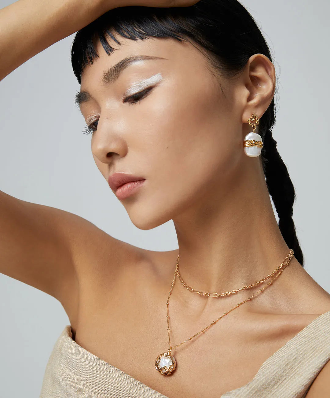 Metal Lava Baroque Pearl Drop Earrings - Gembea Jewelry