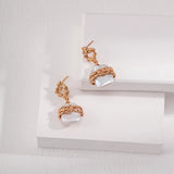 Metal Lava Baroque Pearl Drop Earrings - Gembea Jewelry