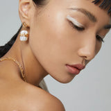 Metal Lava Baroque Pearl Drop Earrings - Gembea Jewelry