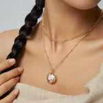 Metal Lava Pearl Chain Necklace - Gembea Jewelry