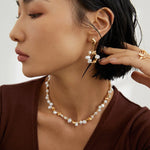Pearl Circle Drop Earrings