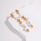 Gold Bean Pearl Long Earrings