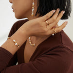 Gold Bean Pearl Long Earrings