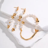 Gold Bean Pearl Long Earrings