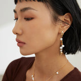 Gold Bean Pearl Long Earrings