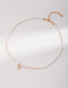 Zircon Pendant Pearl Necklace