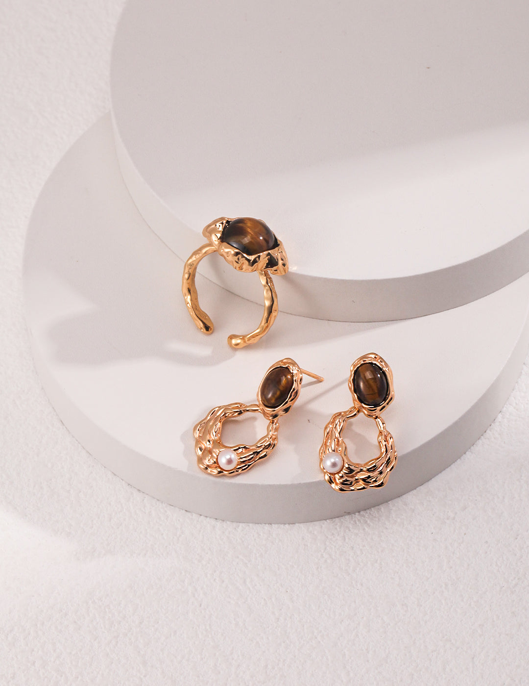 Gembea Jewelry Tiger Eye Stone Pearl Earrings