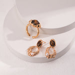 Gembea Jewelry Tiger Eye Stone Pearl Earrings