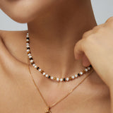 Tiger Eye Stone Malachite Chain Necklace