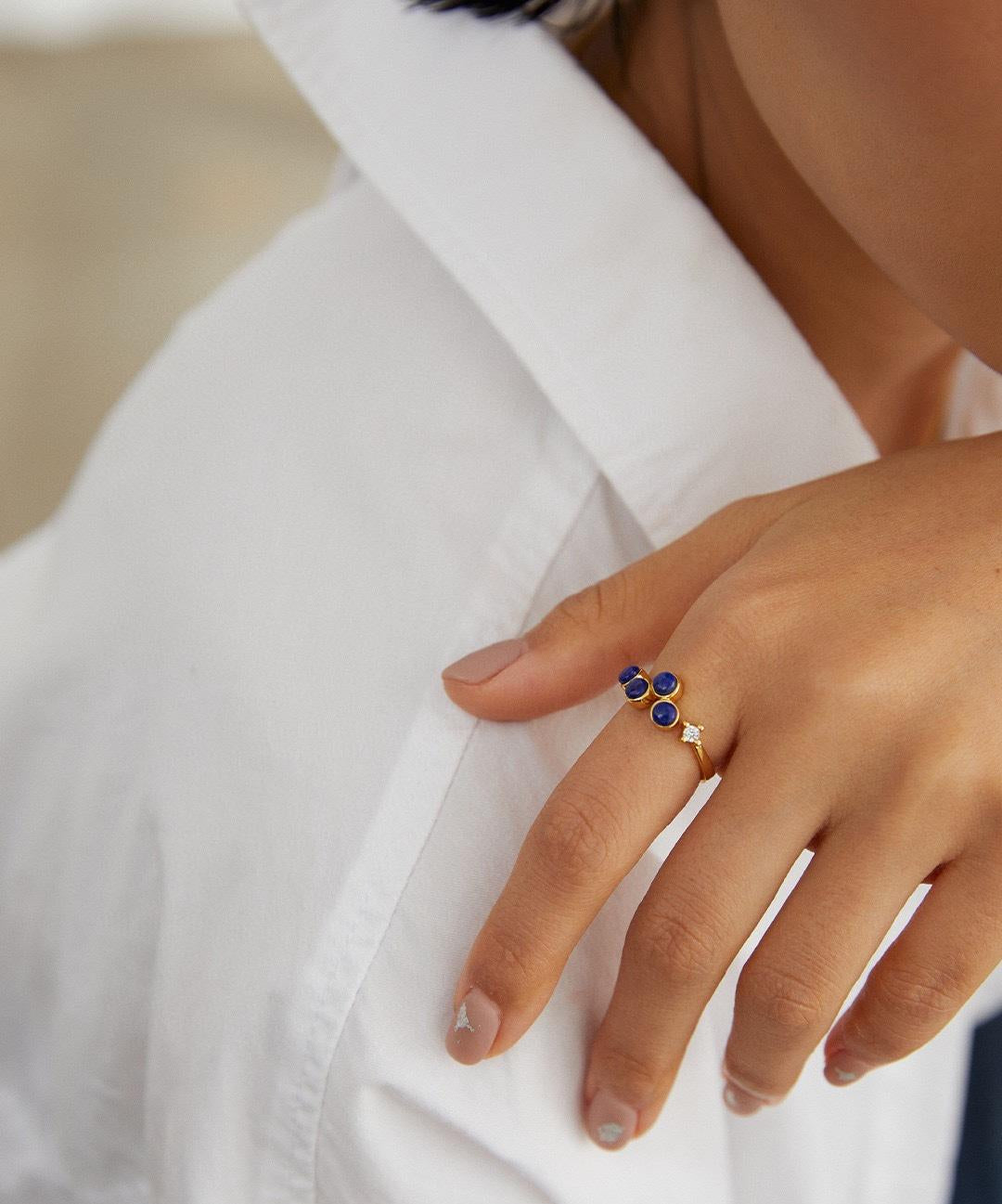 Gembea Jewelry Lazuli Days Series Blue Bloom Ring
