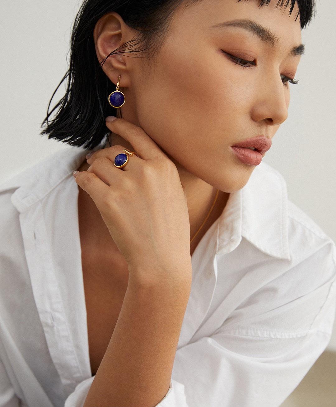 Gembea Jewelry Lazuli Days Series Blue Halo Ring