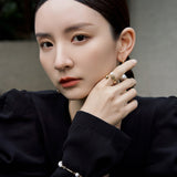 Gembea Jewelry Metal Flowing Pearl Open Ring