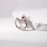 Gembea Jewelry Metal Flowing Pearl Open Ring
