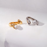 Gembea Jewelry Metal Flowing Pearl Open Ring