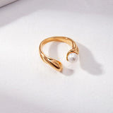 Gembea Jewelry Metal Flowing Pearl Open Ring