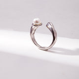 Gembea Jewelry Metal Flowing Pearl Open Ring