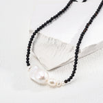 Gembea Jewelry Black Agate Beaded Baroque Pearl Necklace
