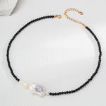 Gembea Jewelry Black Agate Beaded Baroque Pearl Necklace