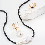 Gembea Jewelry Black Agate Beaded Baroque Pearl Necklace