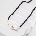 Gembea Jewelry Black Agate Beaded Baroque Pearl Necklace