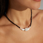 Gembea Jewelry Black Agate Beaded Baroque Pearl Necklace