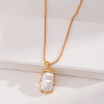 Gembea Jewelry Rectangular Baroque Pearl Chain Necklace