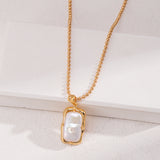 Gembea Jewelry Rectangular Baroque Pearl Chain Necklace