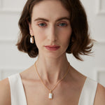 Gembea Jewelry Rectangular Baroque Pearl Chain Necklace