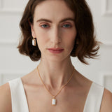 Gembea Jewelry Rectangular Baroque Pearl Chain Necklace