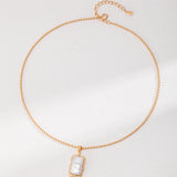 Gembea Jewelry Rectangular Baroque Pearl Chain Necklace