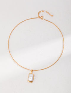Gembea Jewelry Rectangular Baroque Pearl Chain Necklace