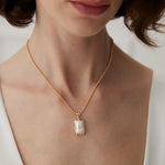 Gembea Jewelry Rectangular Baroque Pearl Chain Necklace