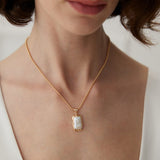 Gembea Jewelry Rectangular Baroque Pearl Chain Necklace