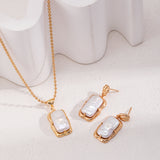 Gembea Jewelry Rectangular Baroque Pearl Chain Necklace