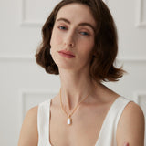 Gembea Jewelry Rectangular Baroque Pearl Chain Necklace