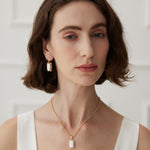 Gembea Jewelry Rectangular Baroque Pearl Chain Necklace