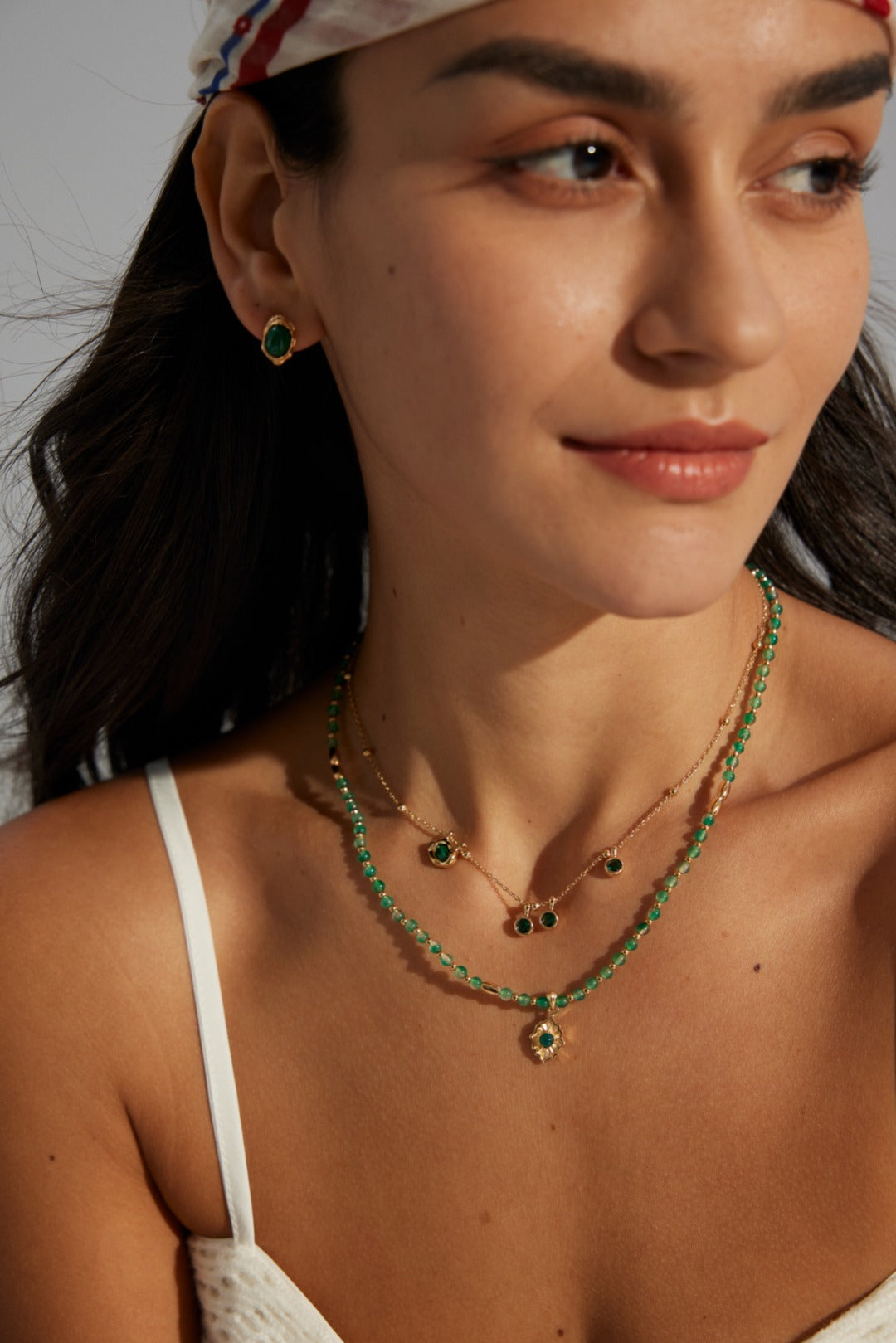 Gembea Jewelry Summer Vacation Green Agate Beaded Necklace