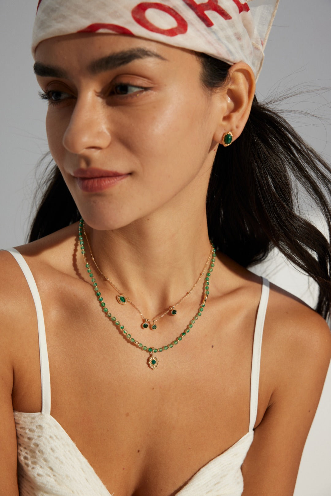 Gembea Jewelry Summer Vacation Green Agate Beaded Necklace