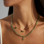 Gembea Jewelry Summer Vacation Green Agate Beaded Necklace