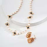 Gembea Jewelry Eyes Shaped Black Agate Pearl Necklace