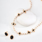 Gembea Jewelry Eyes Shaped Black Agate Pearl Necklace