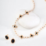Gembea Jewelry Eyes Shaped Black Agate Pearl Necklace