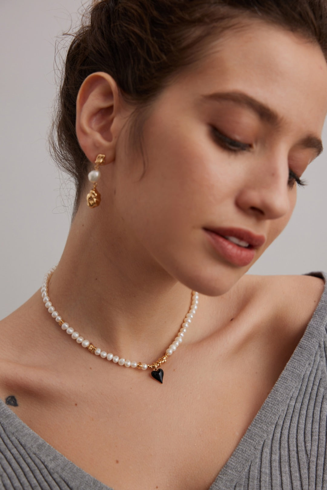 Gembea Jewelry Irregular Metal Balls and Baroque Pearl Drop Earrings